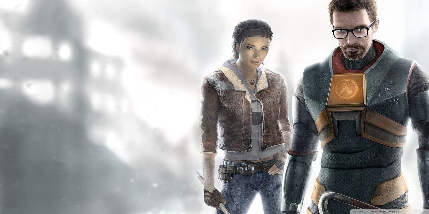 Alyx and Gordon stand together in Half Life 2