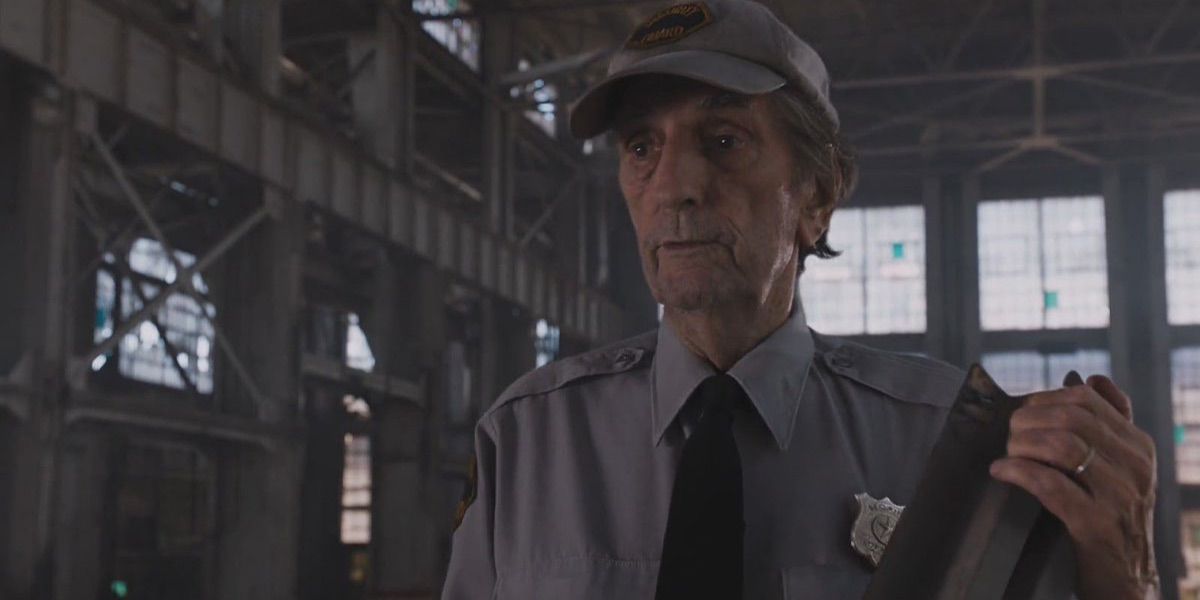 Harry Dean Stanton looks on in shock from The Avengers 