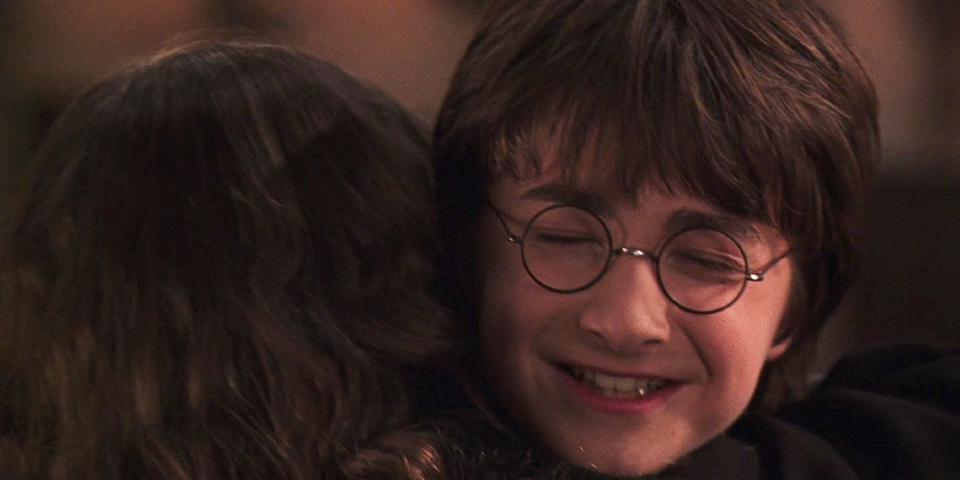 Harry hugs Hermione