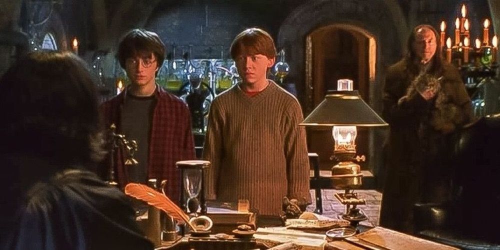 Harry and Ron get scolded by Snape in Chamber of Secrets