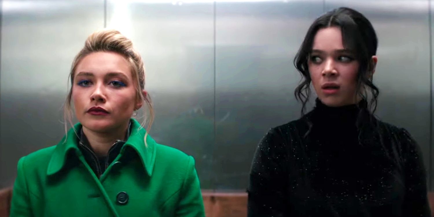 Yelena and Kate Bishop on an elevator in Hawkeye