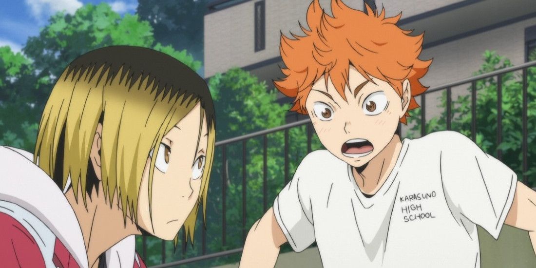 Hinata and Kenma talking on the Vollyball Court