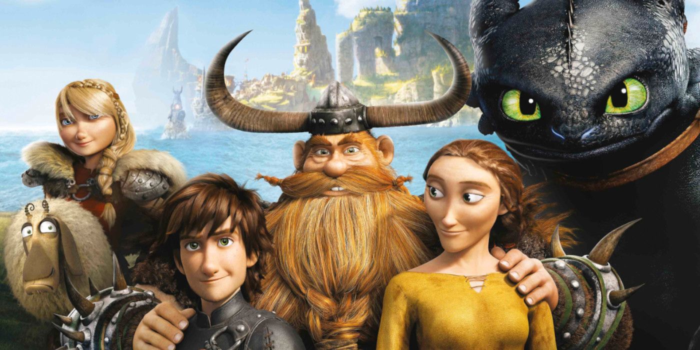Stoic, Hiccup, Toothless and Astrid with Hiccups Mom
