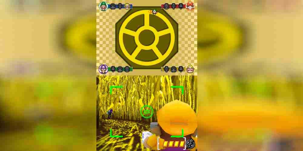Wario is holding a camera in Mario Party DS.