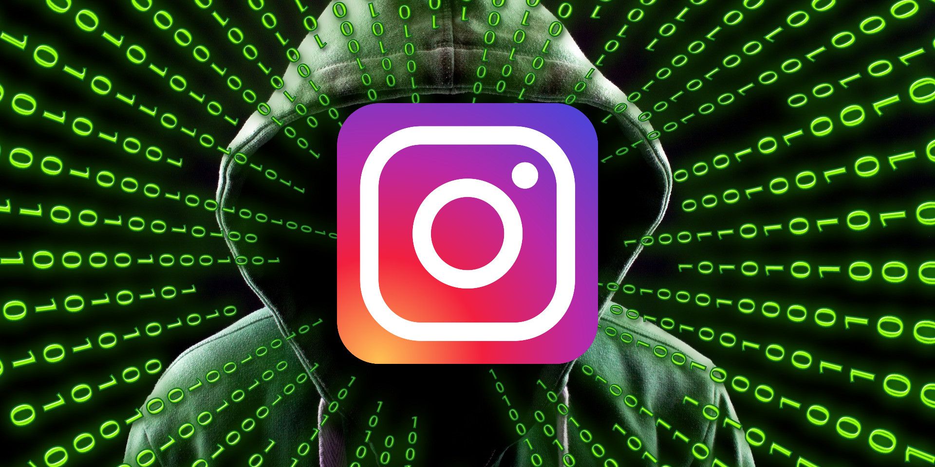 Instagram logo with hacker in the background