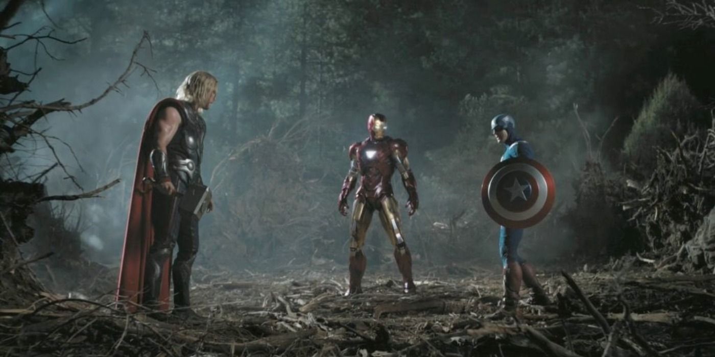 Iron Man Thor and Captain America in The Avengers