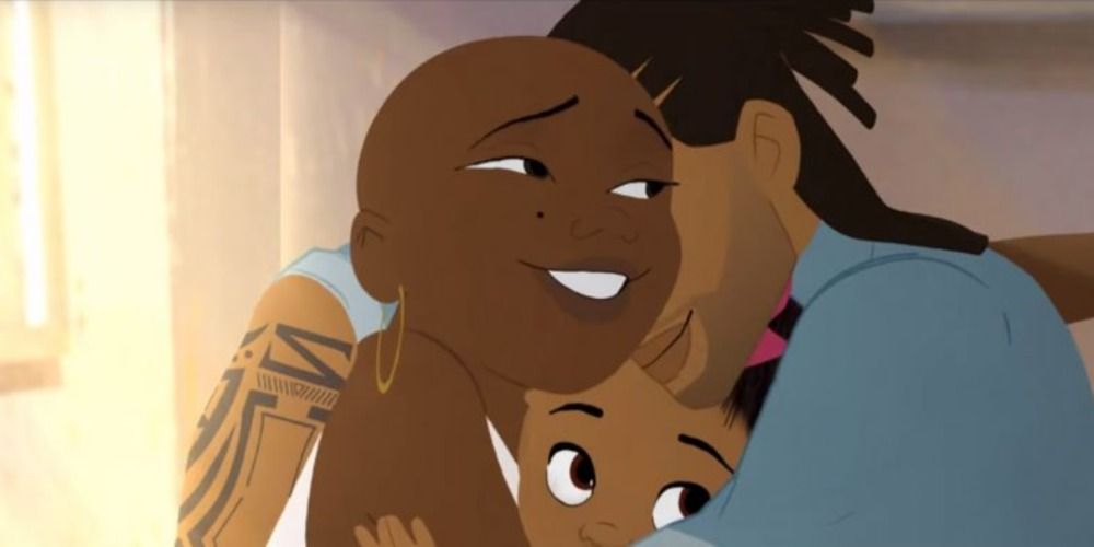 Issa Rae's animated character and family in Hair Love