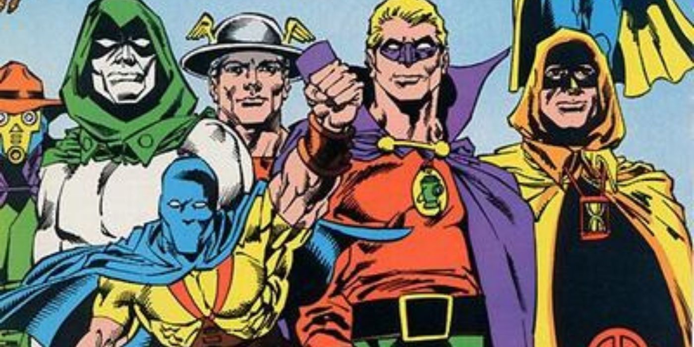 The JSA members on the cover of Secret Origins