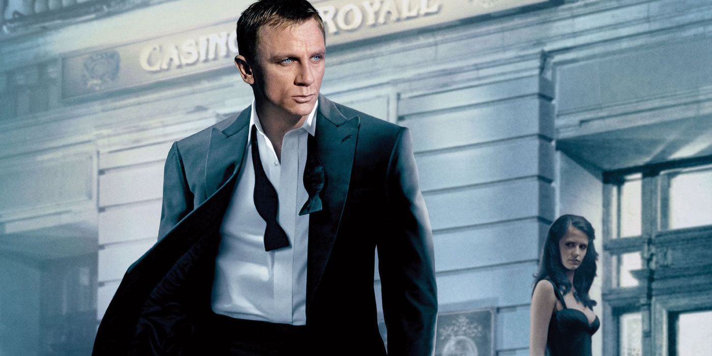 James Bond walking on the Casino Royale poster.