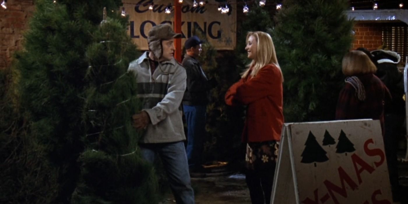 Joey and Phoebe at the Christmas tree farm in Friends