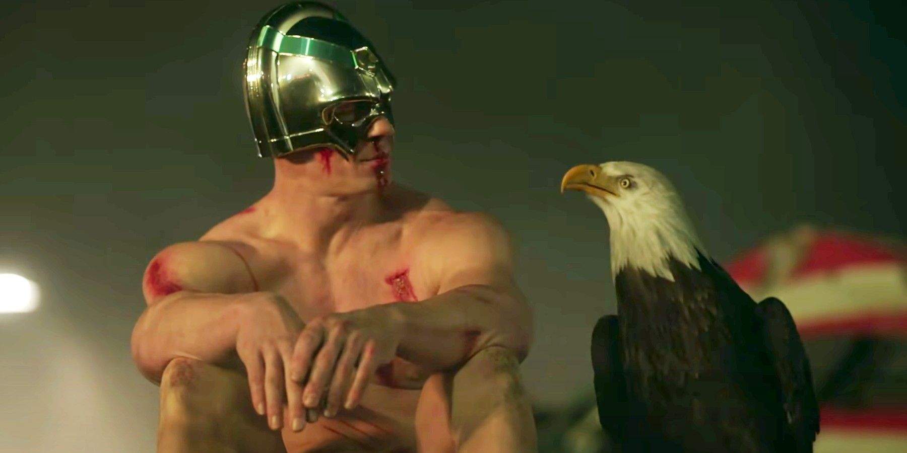 John Cena in Peacemaker with Eagle