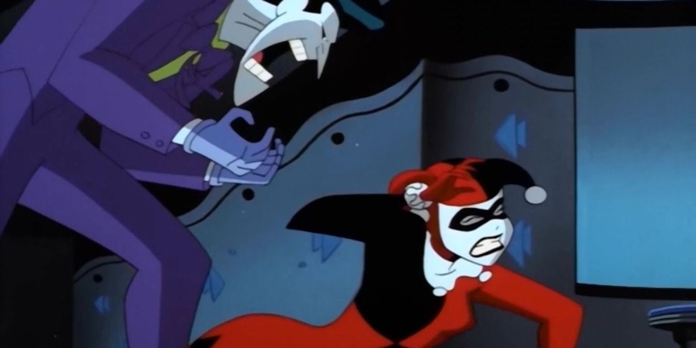 Joker furiously yelling at Harley Quinn in The New Batman Adventures