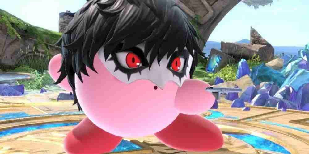 Kirby using the Joker ability in Smash Bros..