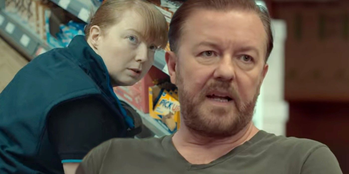 Kath Hughes as Coleen and Ricky Gervais as Tony in After Life