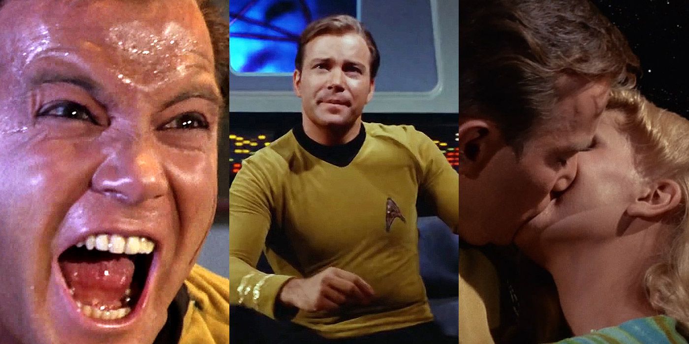Split image of Captain Kirk in Star Trek