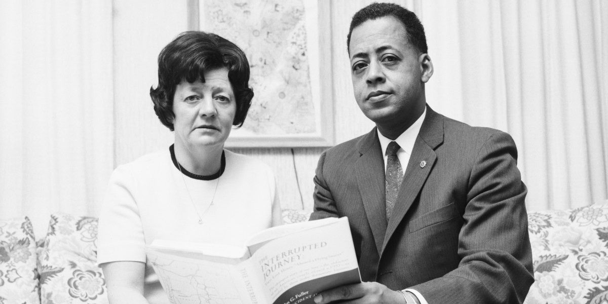 Betty and Barney Hill pose with their book