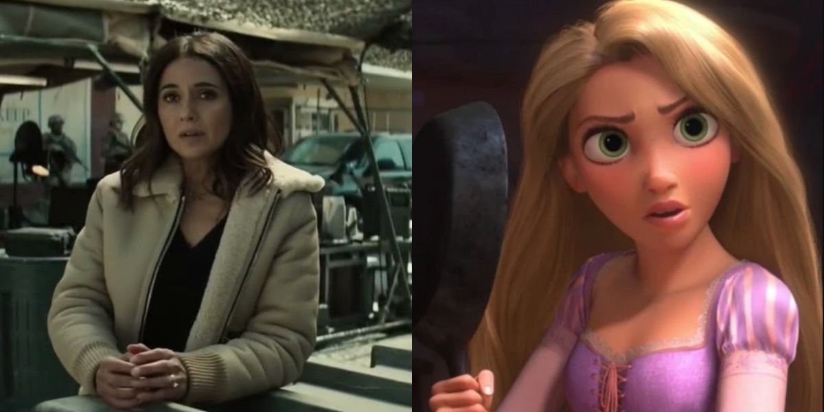 A split image features Lana in Superman And Lois and Rapunzel in Tangled