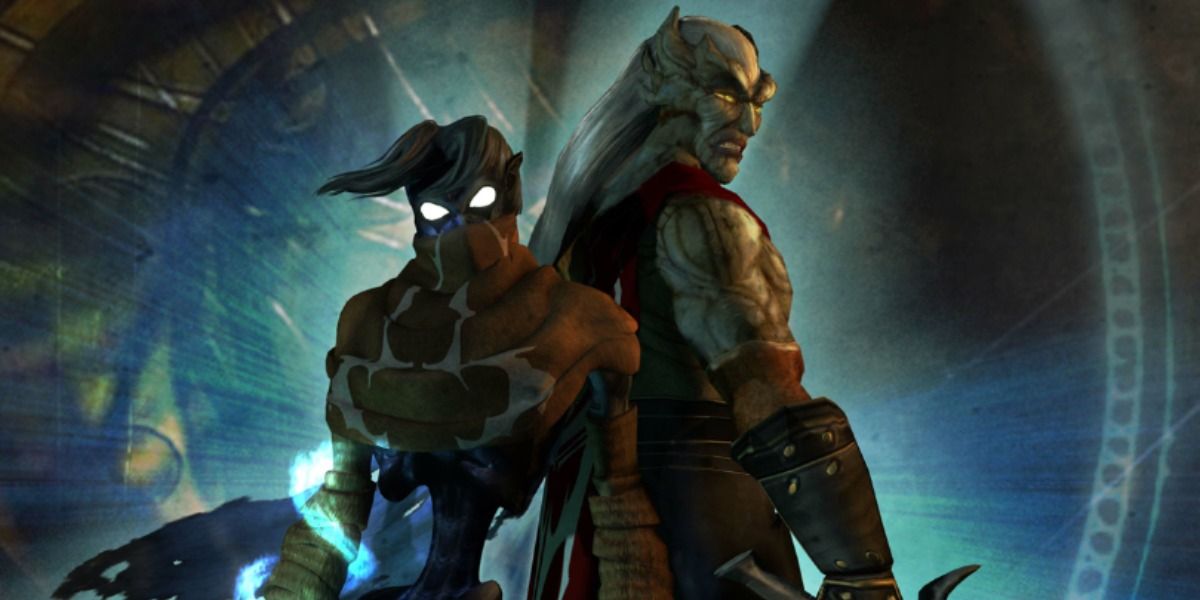 Raziel and Kain stand back-to-back in Legacy of Kain.
