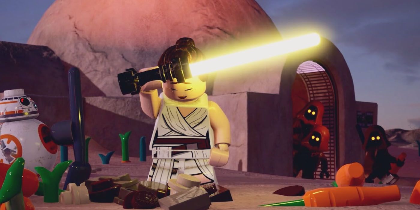 Lego Star Wars Skywalker Saga Rey Skywalker with her Lightsaber