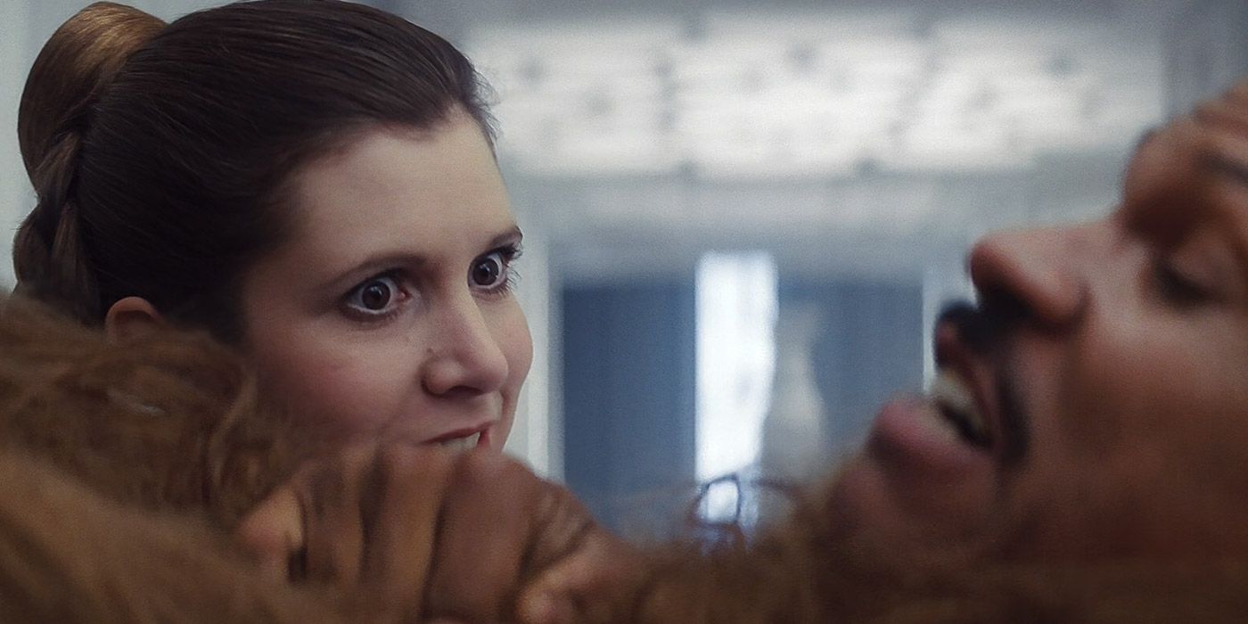 Princess Leia chastises Lando Calrissian in Star Wars