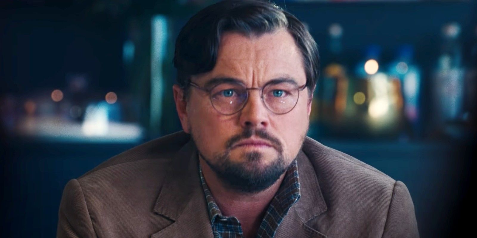 Leonardo DiCaprio in a closeup shot in Don't Look Up