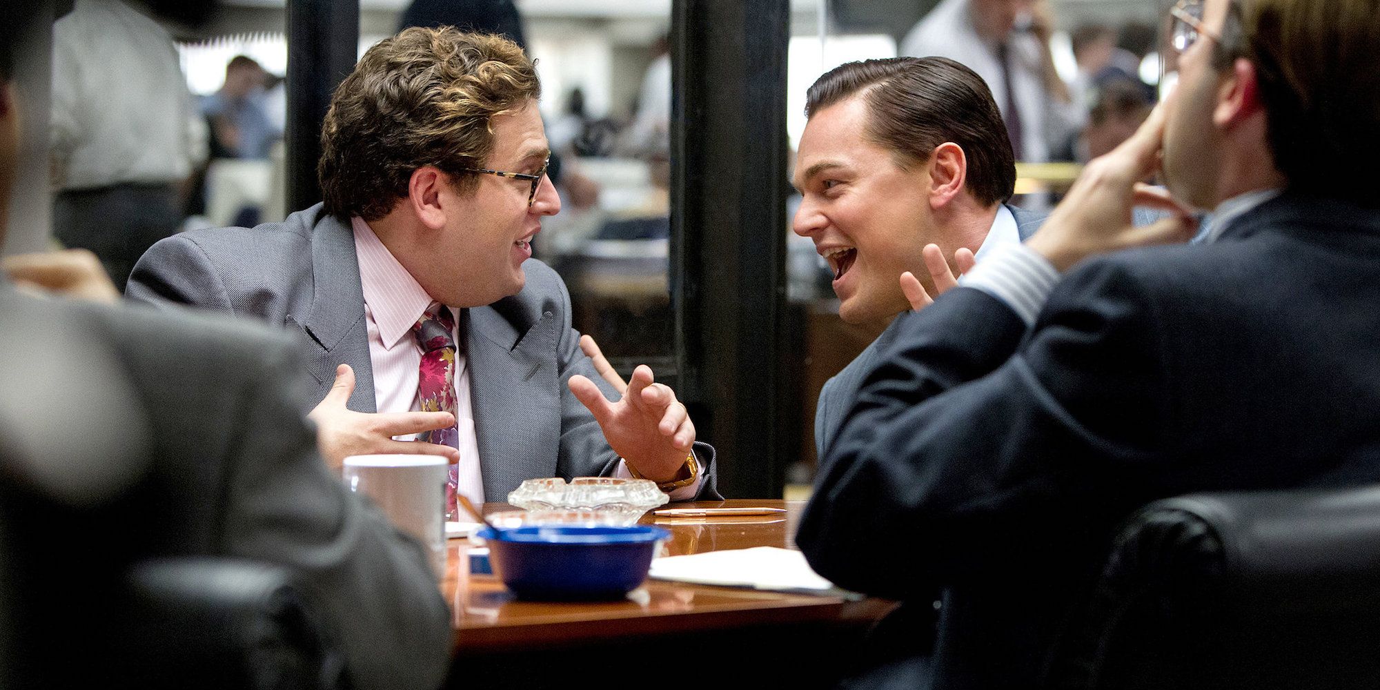 Jonah Hill and Leonardo DiCaprio in The Wolf of Wall Street