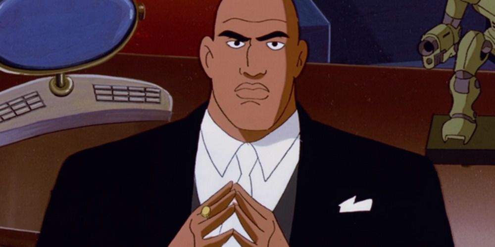 Lex Luthor sits in his office in Superman the Animated Series