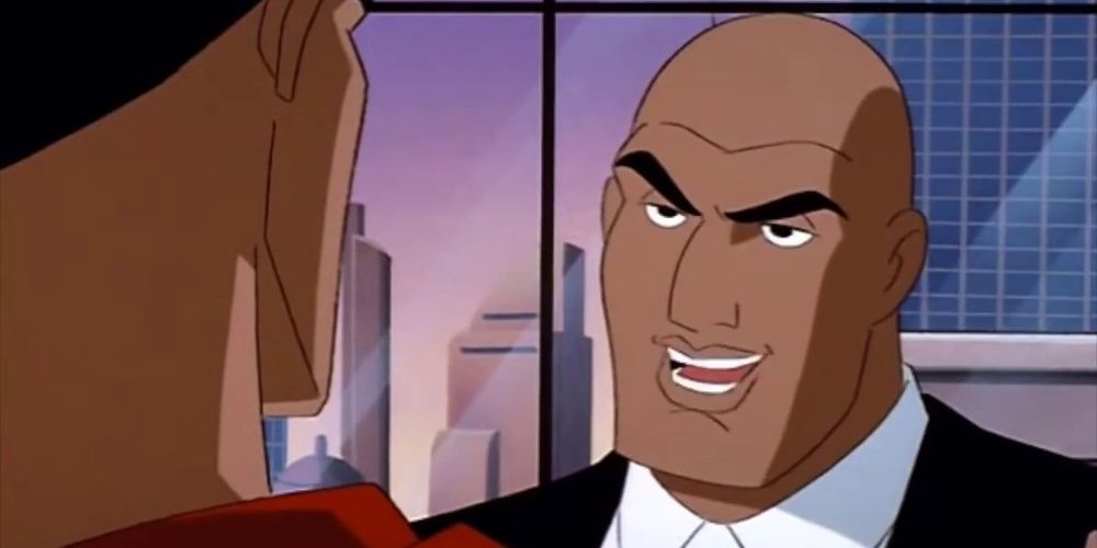 Lex Luthor sneers in Superman's face in Justice League Unlimited 