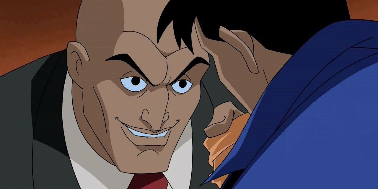 Lex Luthor sneers in the Question's face in Justice League Unlimited