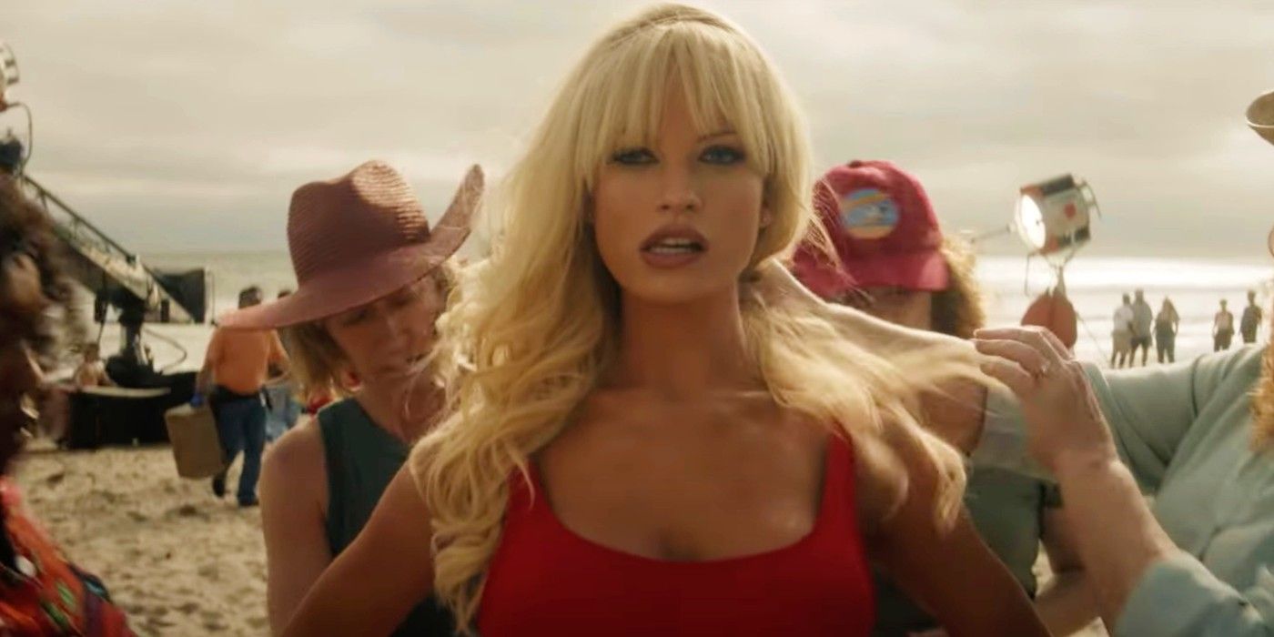 Pamela Anderson has makeup applied to her in Pam &amp; Tommy