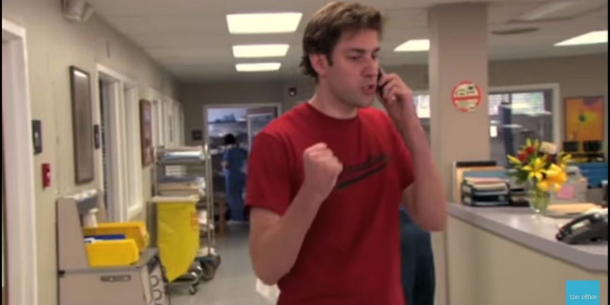 Jim talks on the phone at the hospital from The Office 