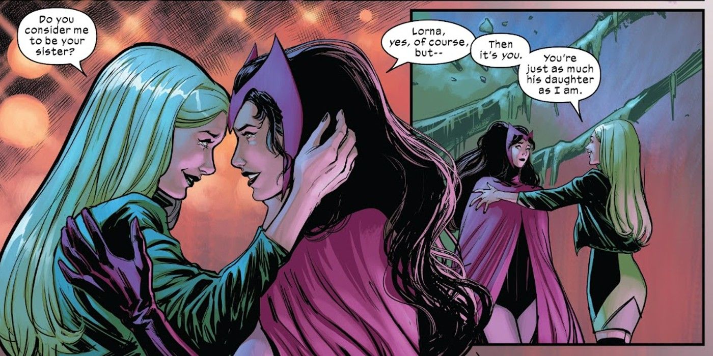 Scarlet Witch and Polaris reconcile in The Trial of Magneto comics.