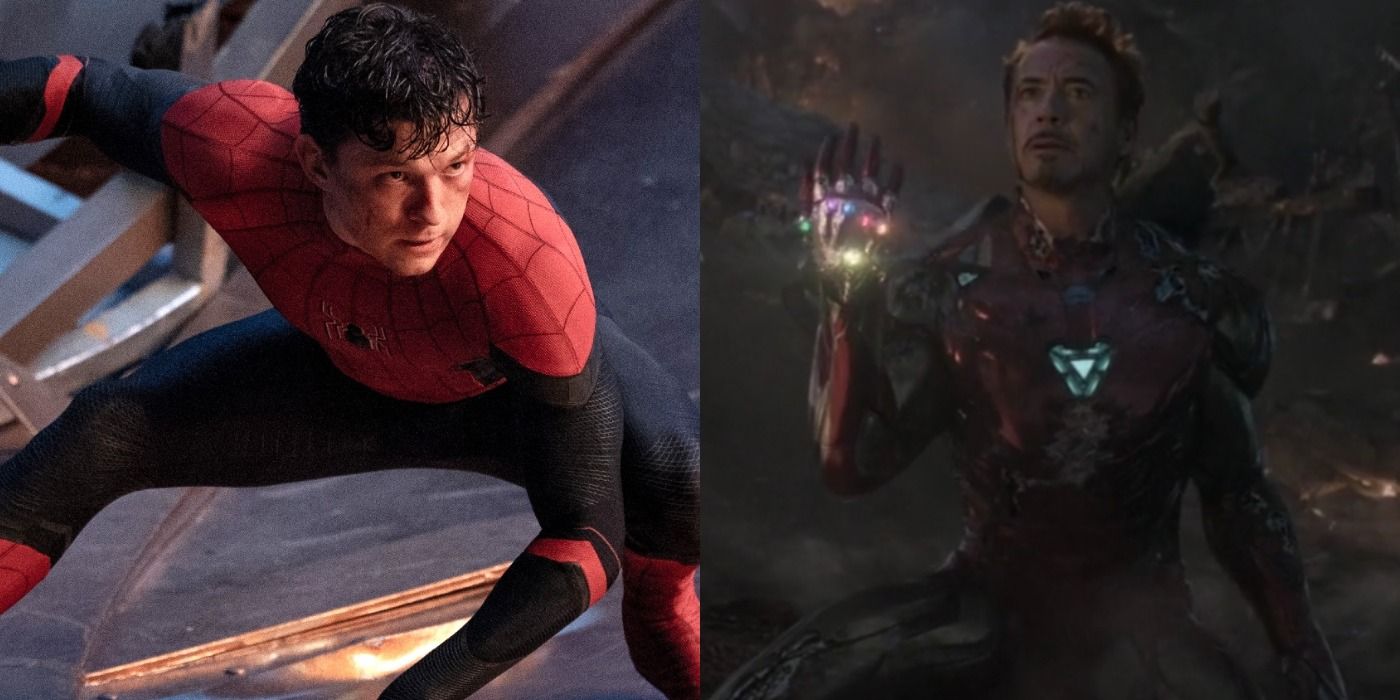 Split image of Spider-Man and Iron Man in the MCU