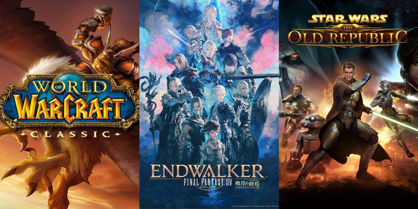 Split image of World of Warcraft, Final Fantasy XIV, and Star Wars: The Old Republic covers