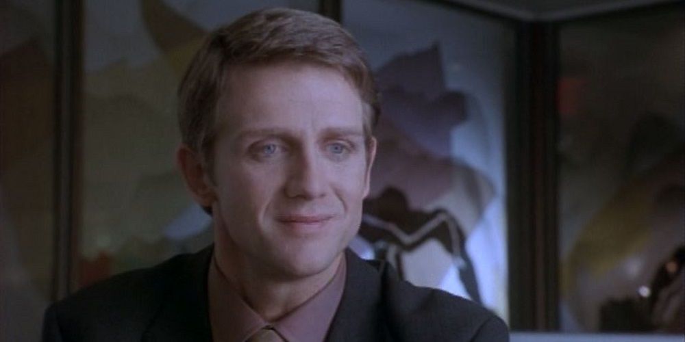 Nicolae Carpathia in Left Behind stares just off-camera with a blank expression