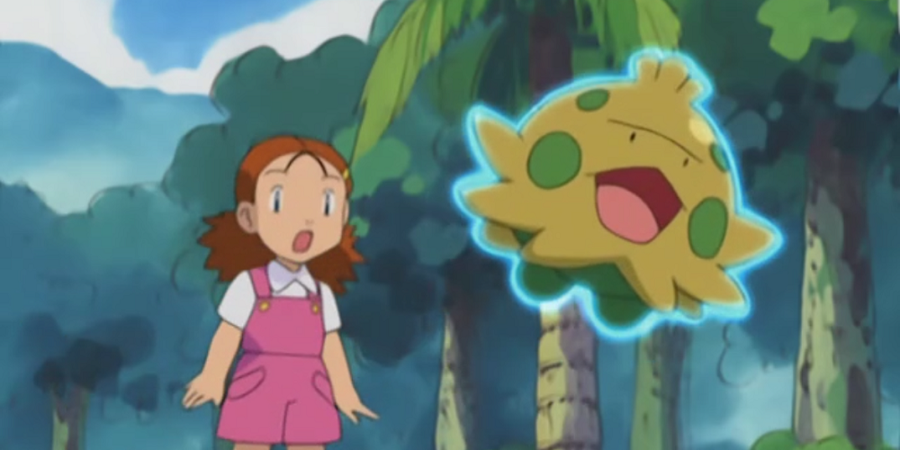 Madeleine and Shroomish in the Pokemon anime