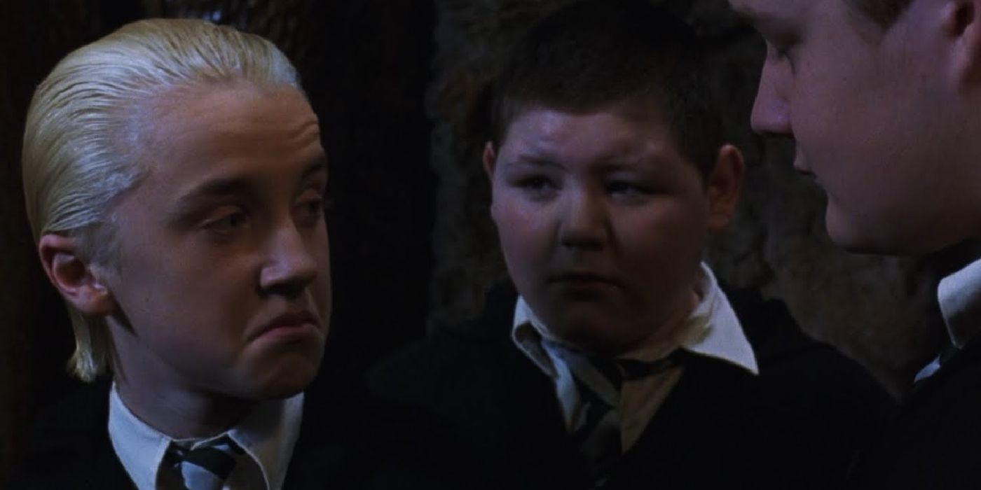Malfoy makes a face at Goyle