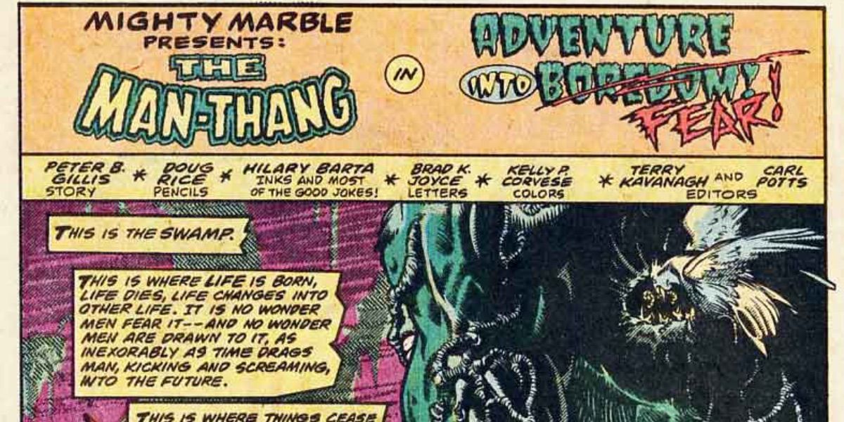 The title card of Man-Thang from What The--?!
