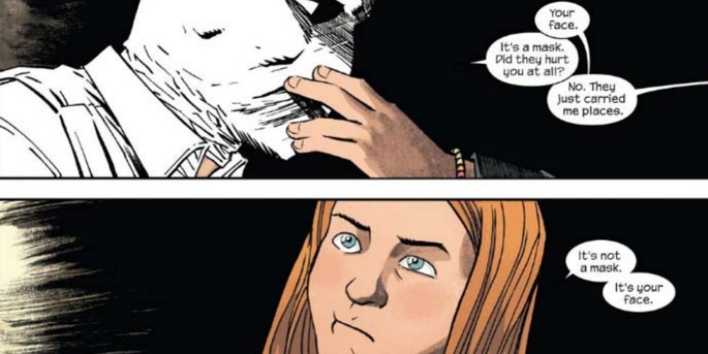 Moon Knight talks to a girl in the comics