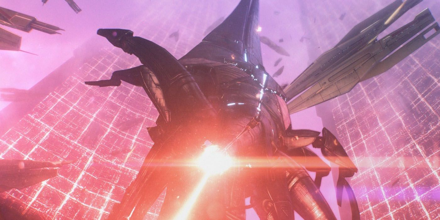 A reaper shooting a beam in Mass Effect.