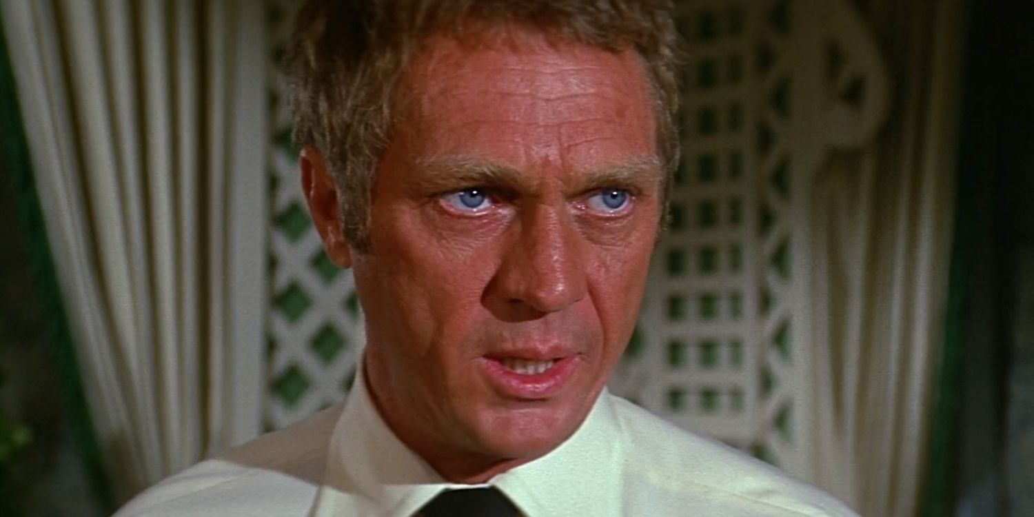 Steve McQueen looks serious in The Towering Inferno