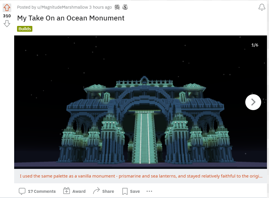 Minecraft’s Ocean Monuments Get Opulent Makeover From Creative Player