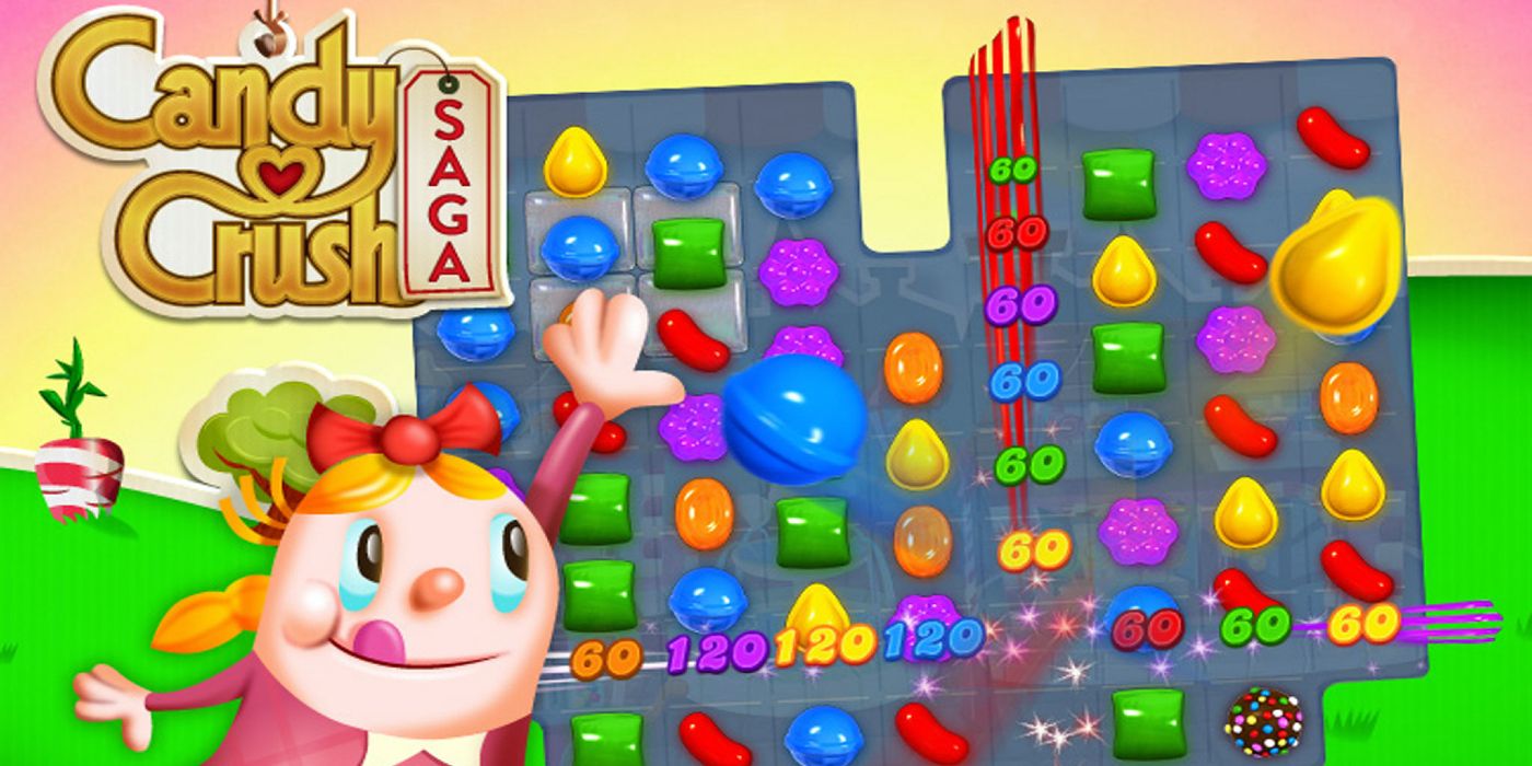An Image of the title screen of Candy Crush Saga.