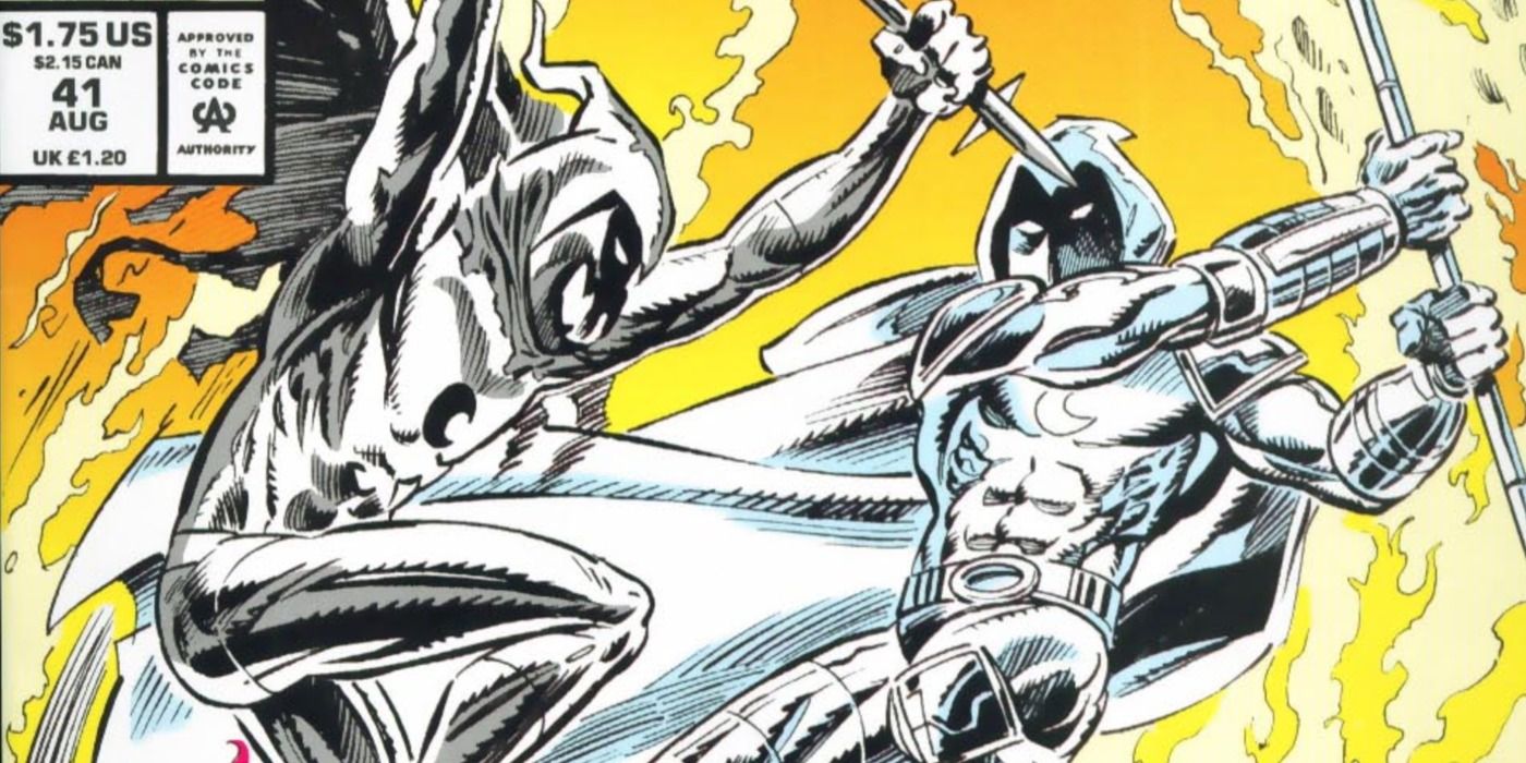 Moon Knight fights Moon Shade in Marvel Comics.