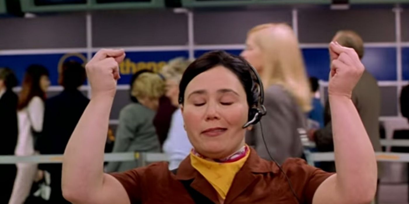 Ms. Ungermeyer talking to parents in the airport in The Lizzie McGuire Movie
