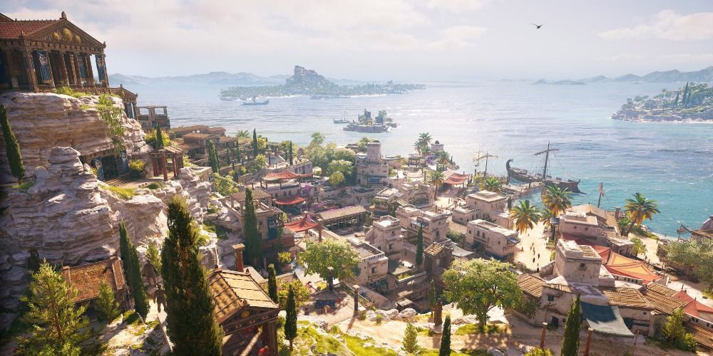 Mykonos with a view of the sea in Assassin's Creed Odyssey