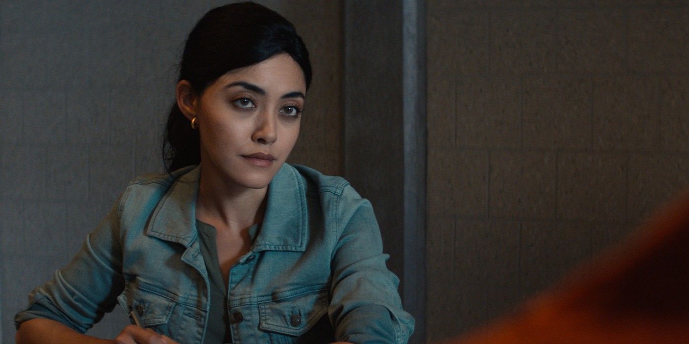 Yasmine Al-Bustami as Lucy Tara looking skeptical in NCIS Hawai'i 