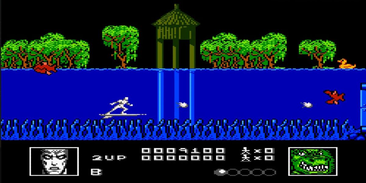 A screenshot of the Nintendo Entertainment System game Silver Surfer.