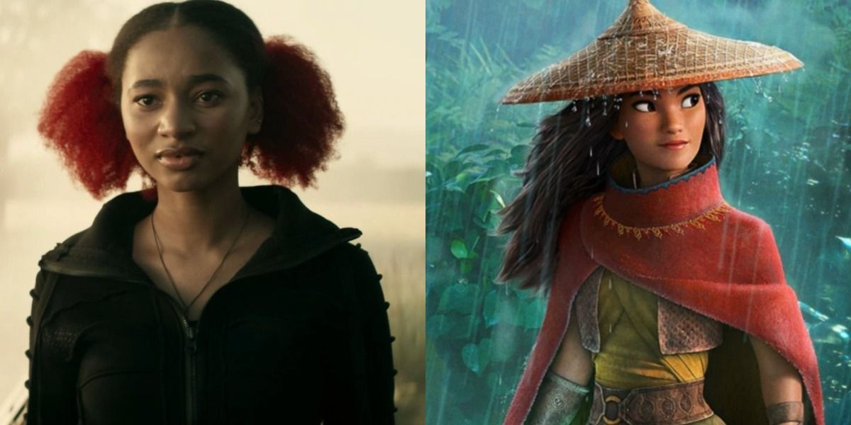 A split image depicts Natalie in Superman And Lois and Raya in Raya And The Last Dragon