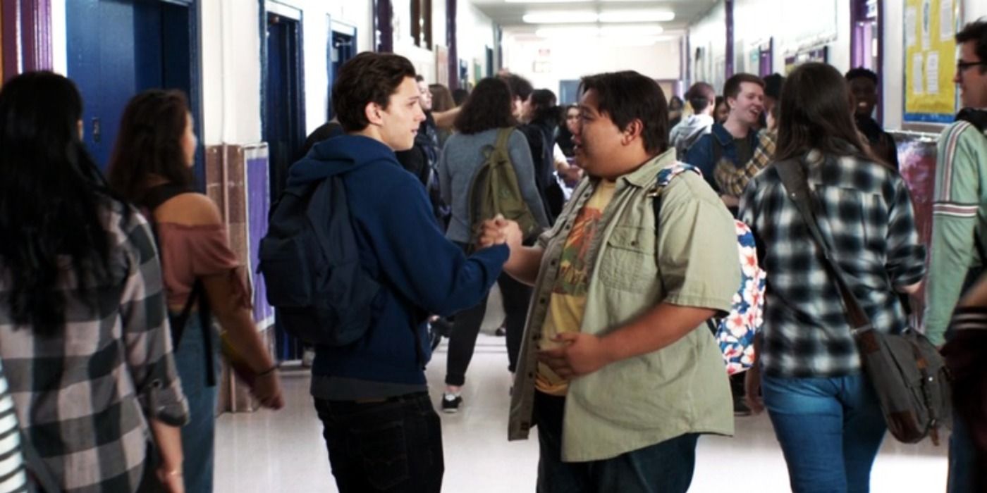 Ned and Peter doing their handshake in Spider-Man